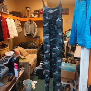 Urban Camo Jumpsuit with Lace-Up Front